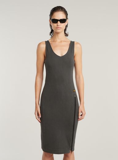 Vestido Asymmetric Zip sobretintado